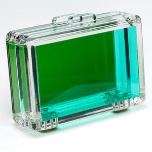 Lucite Clutch in Teal and Aqua - Brand New